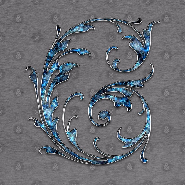 Ornate Blue Silver Letter G by skycloudpics
